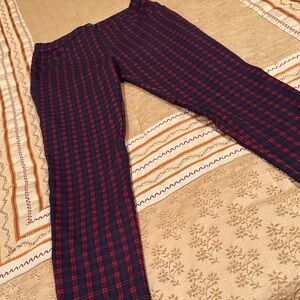NWOT SanctuaryXAnthropologie Red/Blue Plaid Pants, Poly Blend, Skinny Ankle, S